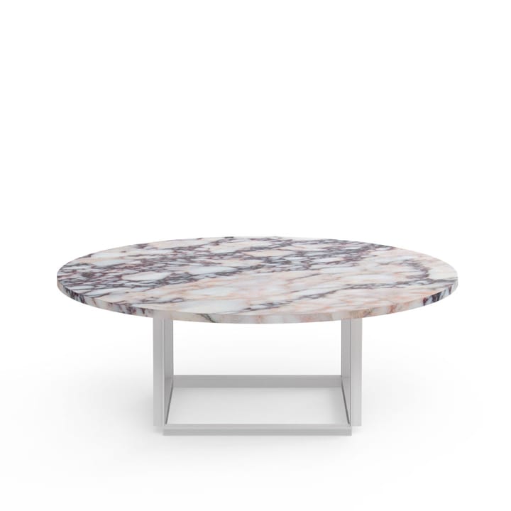 Table basse Florence - white viola marble, ø 90 cm, structure blanche - New Works