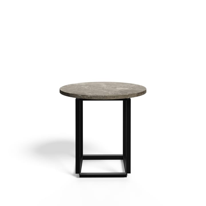 Table d'appoint Florence - gris du marais marble, ø 50 cm, structure noire - New Works