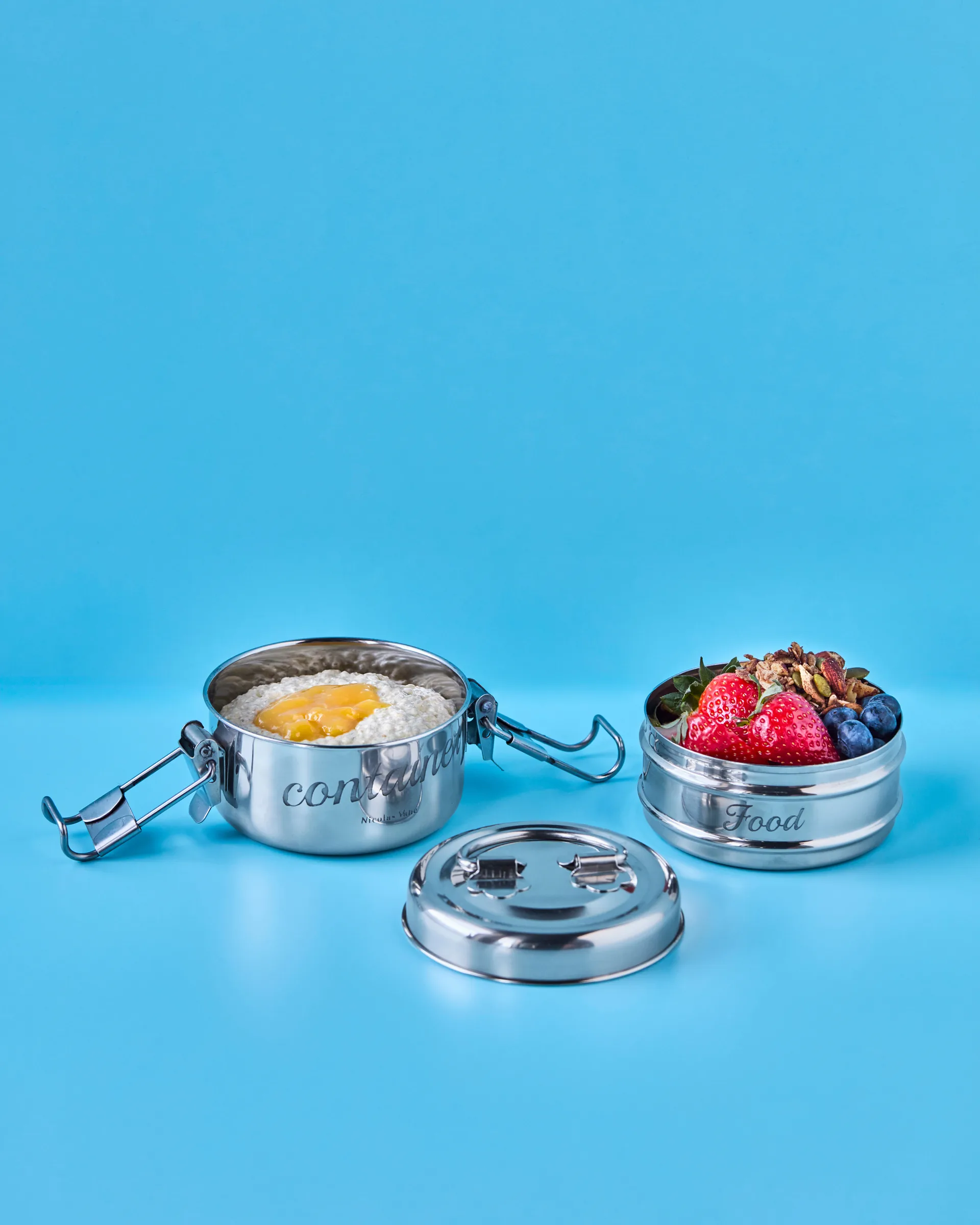 Boîte à lunch Nicolas Vahé, 2 pièces, Silver finish, Ø10 cm Nicolas Vahé