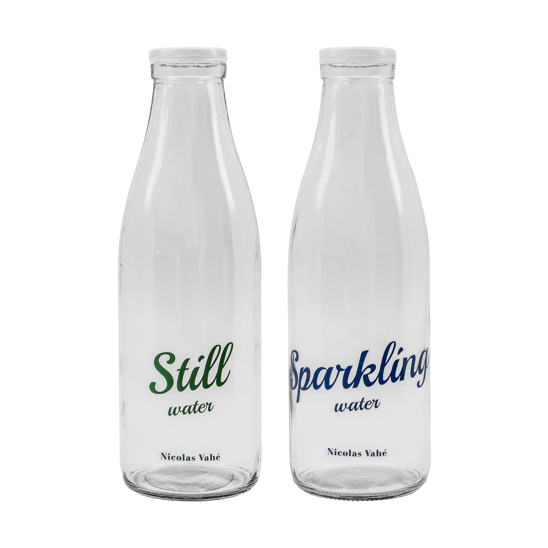 Bouteille avec bouchon 1 L, 2 pièces, Plate eau tranquille-gazeuse Nicolas Vahé