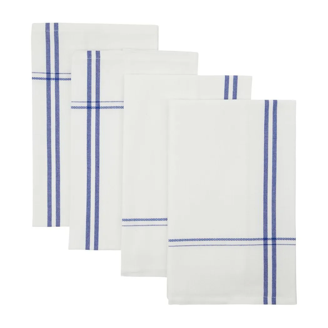 Serviette en tissu Amow 32x52 cm, lot de 4, Blanc-bleu Nicolas Vahé