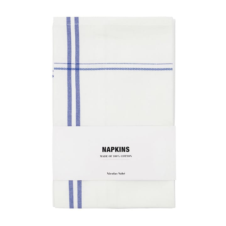 Serviette en tissu Amow 32x52 cm, lot de 4, Blanc-bleu Nicolas Vahé