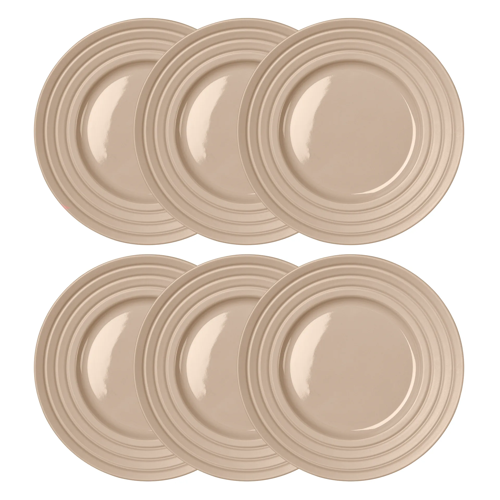 Assiette Lines Ø27 cm Lot de 6, Beige NJRD