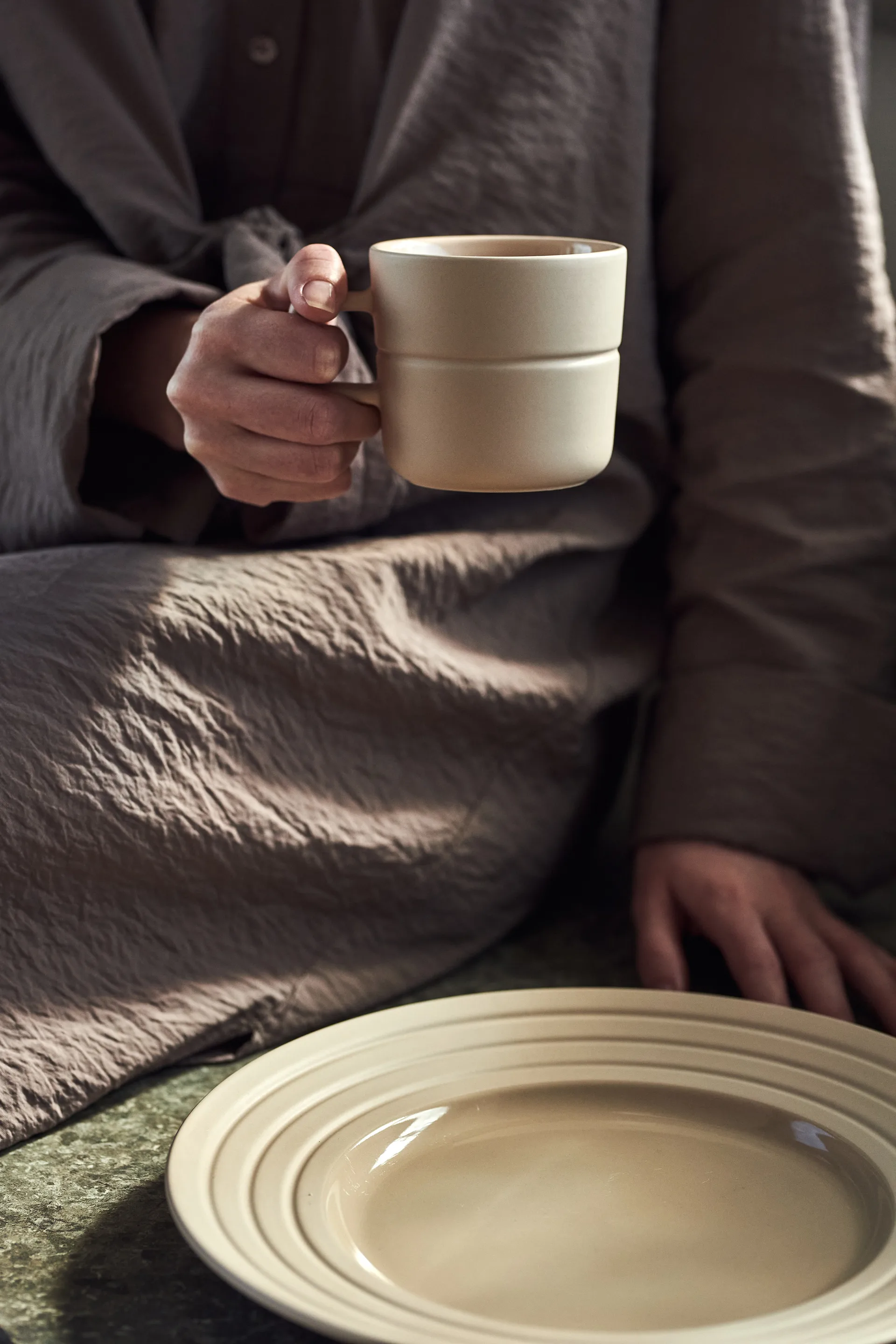 Assiette Lines Ø27 cm Lot de 6, Beige NJRD