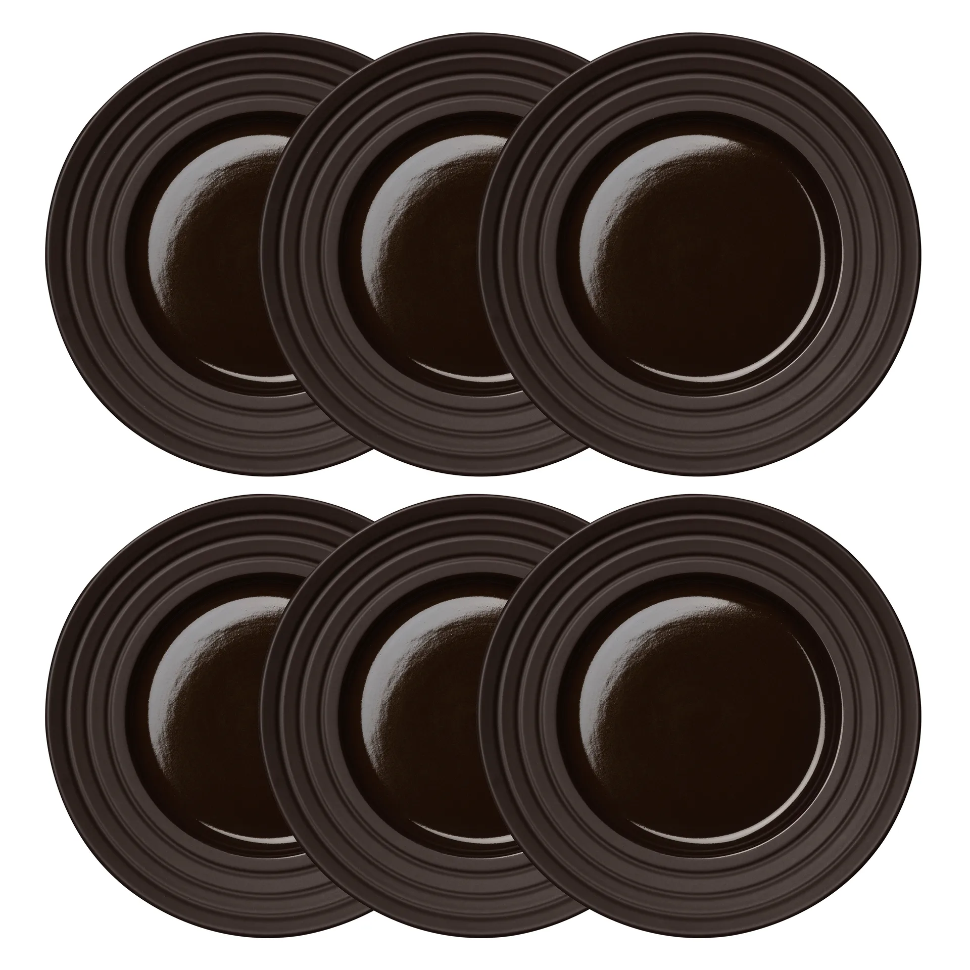 Assiette Lines Ø27 cm Lot de 6, Marron NJRD
