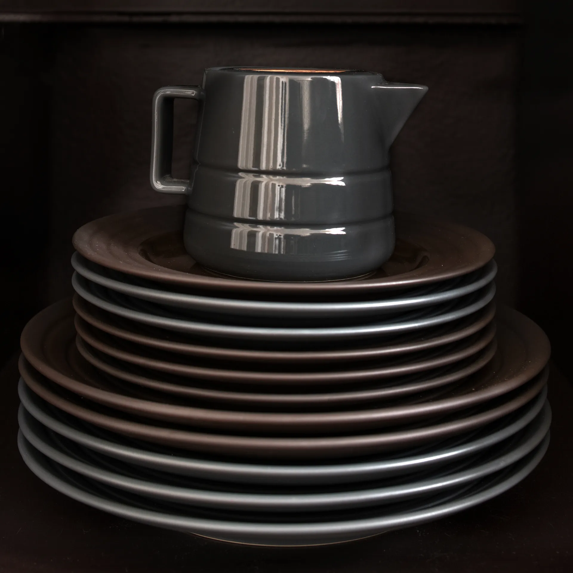 Assiette Lines Ø27 cm Lot de 6, Marron NJRD