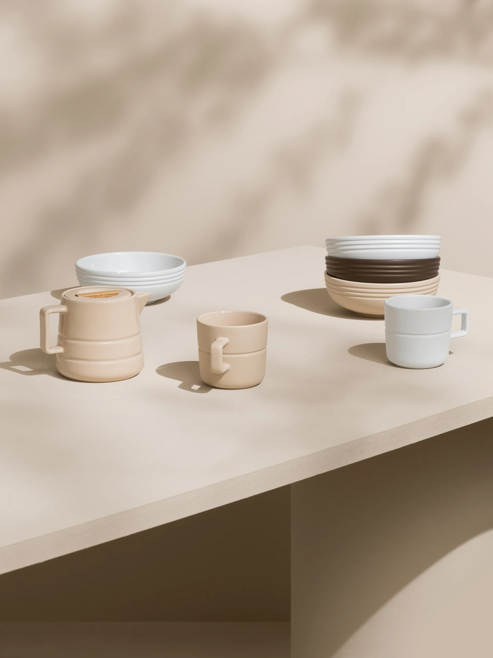 Bol Lines Ø16 cm Lot de 6, Beige NJRD