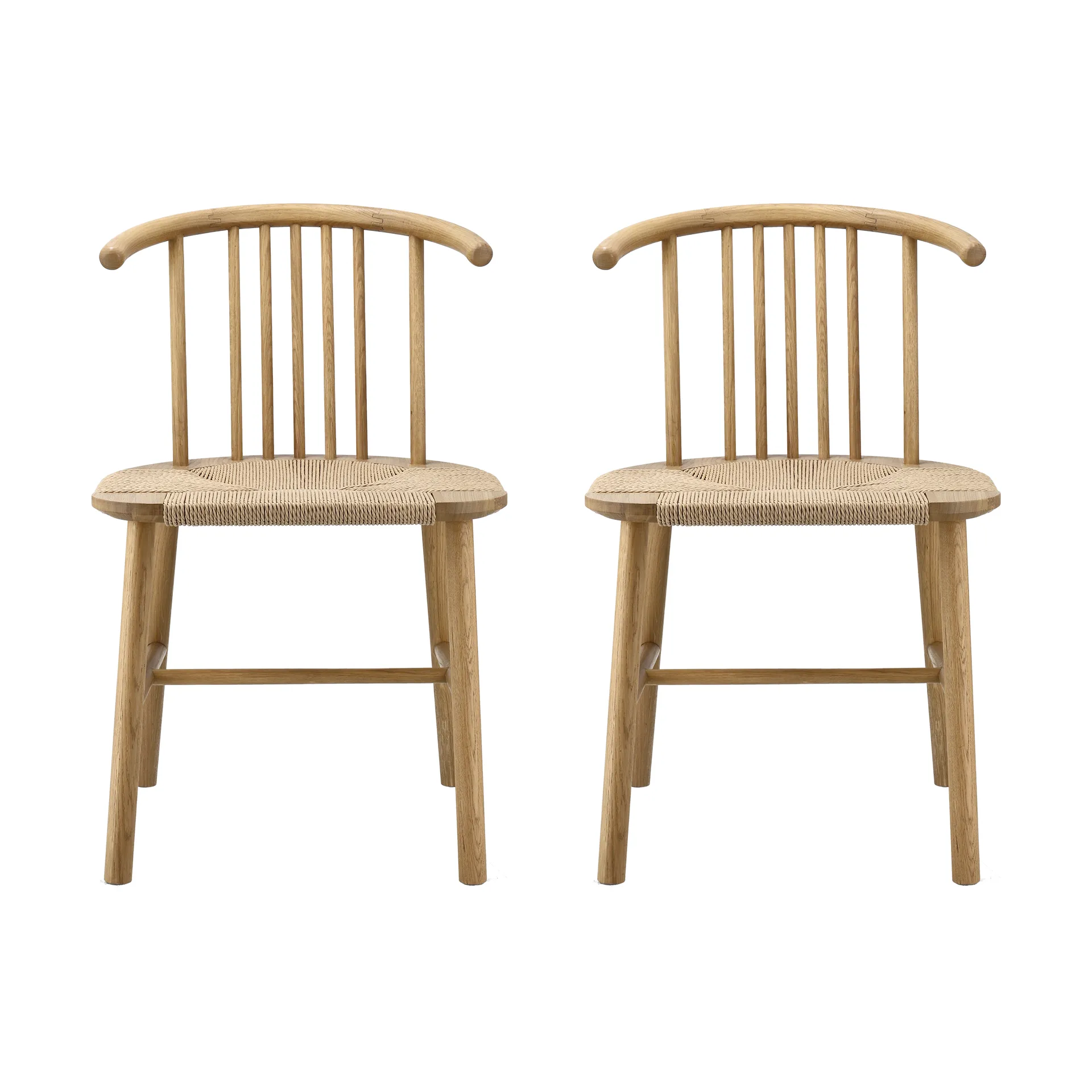 Chaise de salle à manger VIOR assise tressée, Chêne laqué-naturel, lot de 2 NJRD