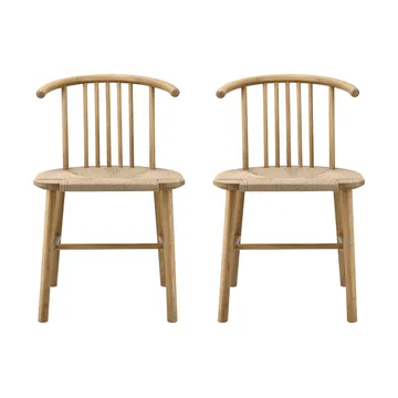 Chaise de salle à manger VIOR assise tressée, Chêne laqué-naturel, lot de 2 - NJRD