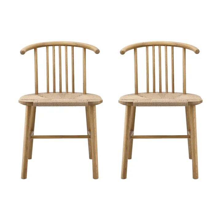 Chaise de salle à manger VIOR assise tressée, Chêne laqué-naturel, lot de 2 - NJRD