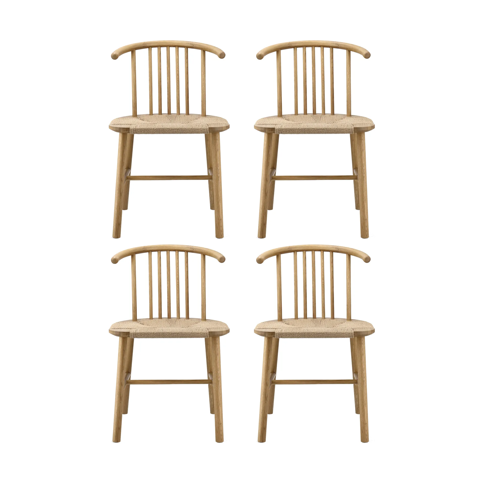 Chaise de salle à manger VIOR assise tressée, Chêne laqué-naturel, lot de 4 NJRD