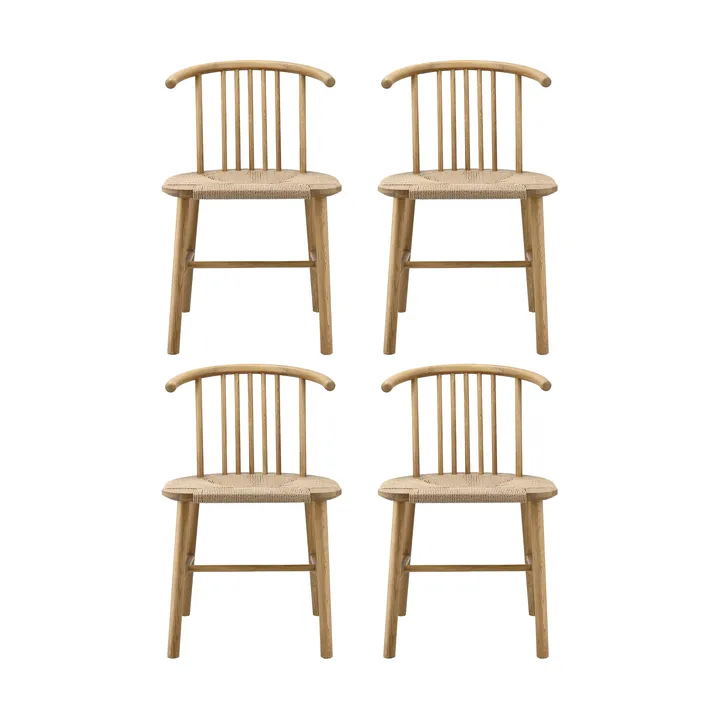Chaise de salle à manger VIOR assise tressée, Chêne laqué-naturel, lot de 4 - NJRD