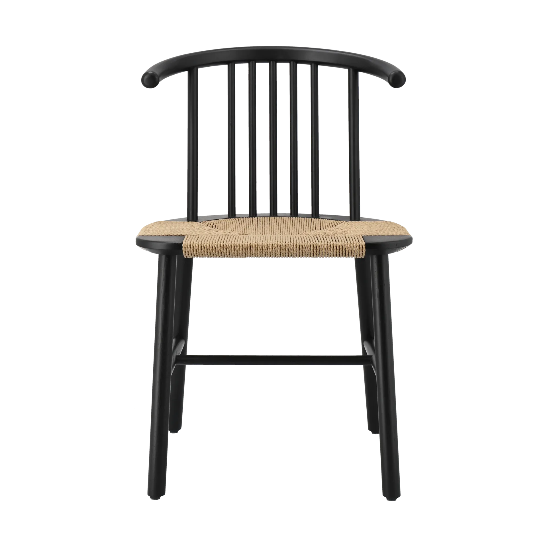 Chaise de salle à manger VIOR avec assise tressée, Chêne laqué noir-nature NJRD