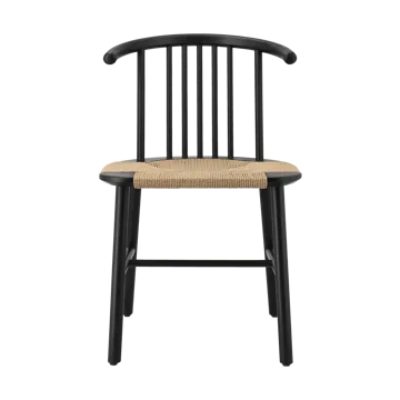 Chaise de salle à manger VIOR avec assise tressée - Chêne laqué noir-nature - NJRD