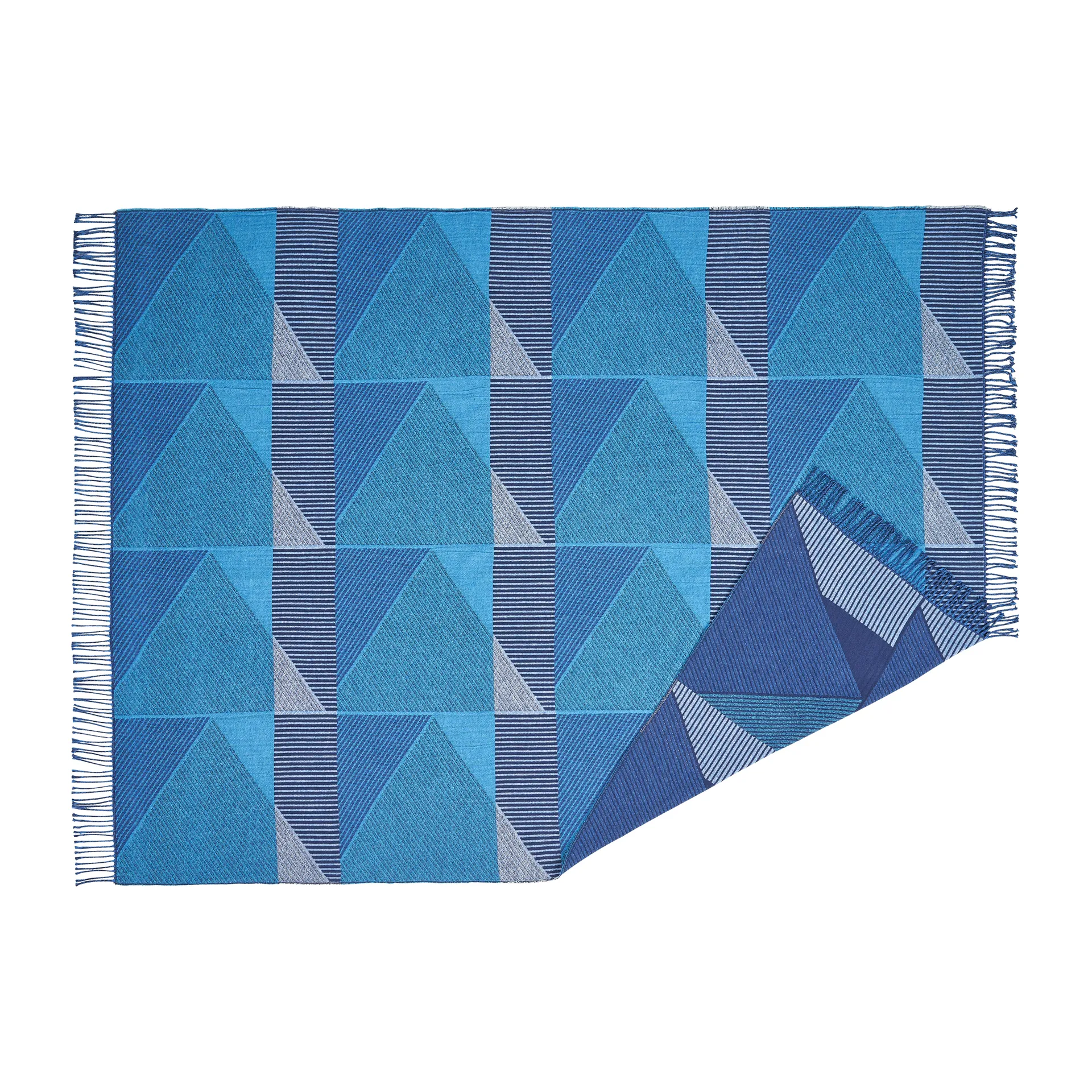 Metric focus No. 3 plaid en coton 130x185 cm, Bleu NJRD