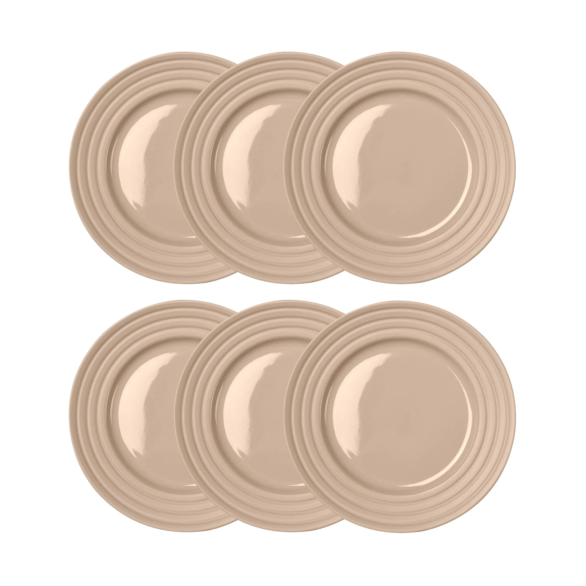Petite assiette Lines Ø21 cm Lot de 6, Beige NJRD