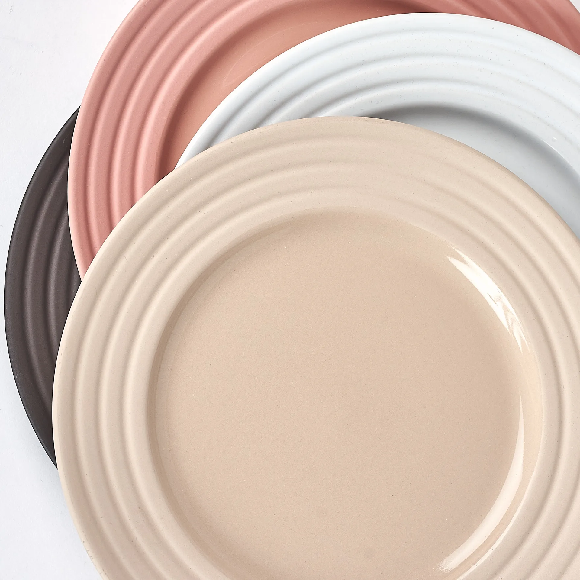 Petite assiette Lines Ø21 cm Lot de 6, Beige NJRD