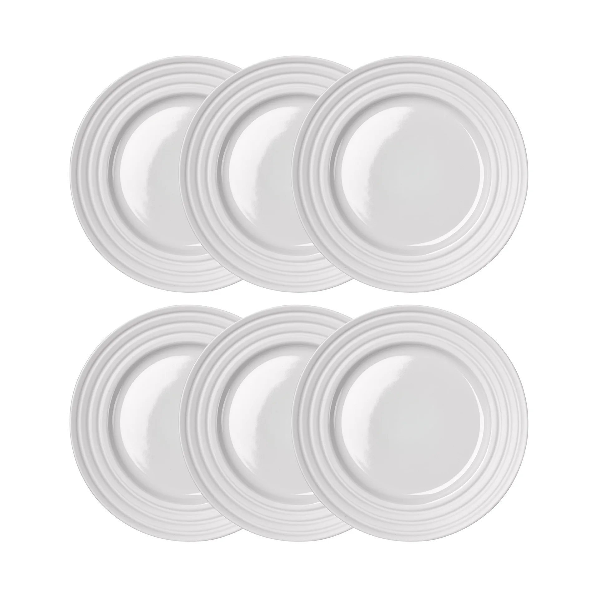 Petite assiette Lines Ø21 cm Lot de 6, Blanc NJRD