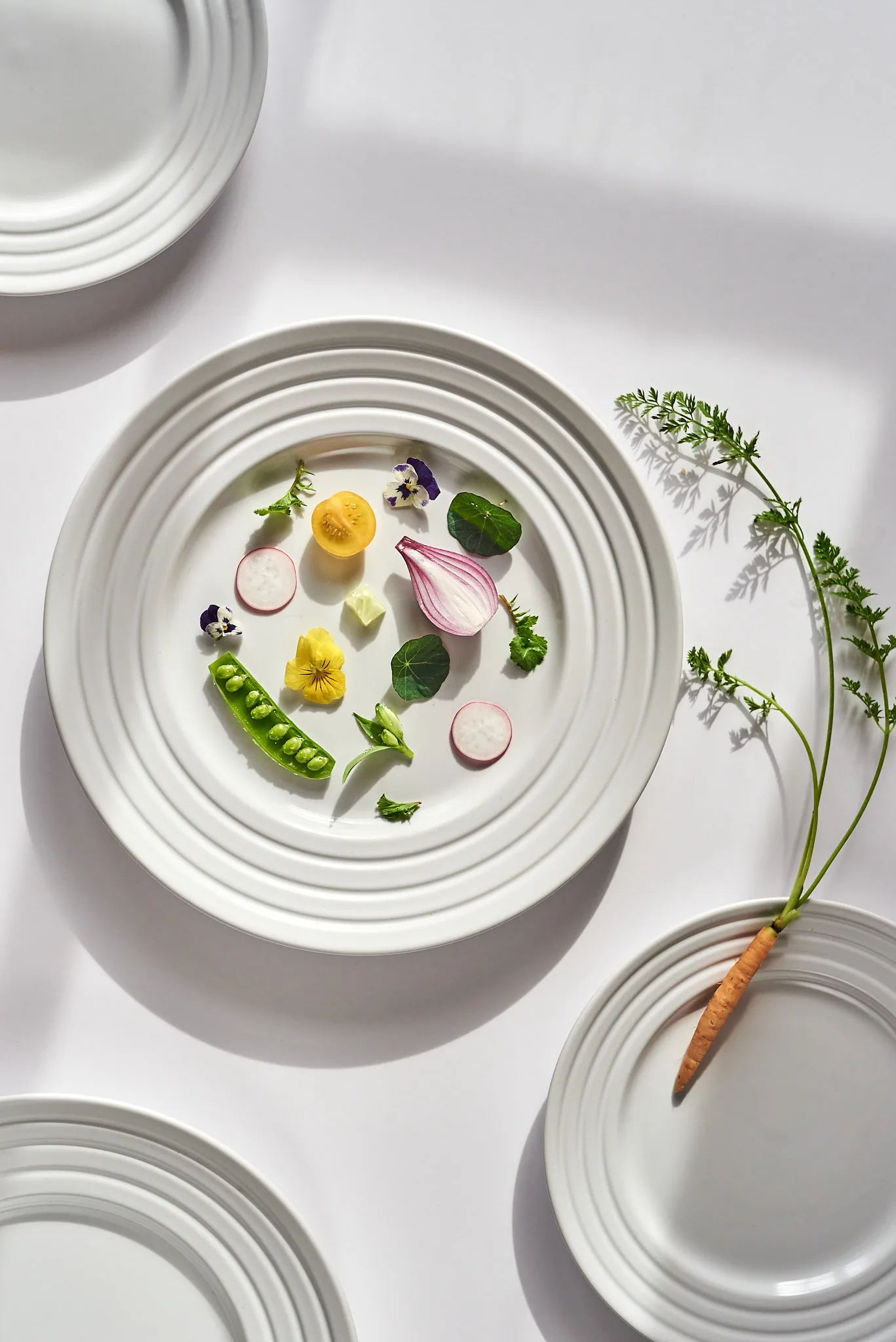 Petite assiette Lines Ø21 cm Lot de 6, Blanc NJRD