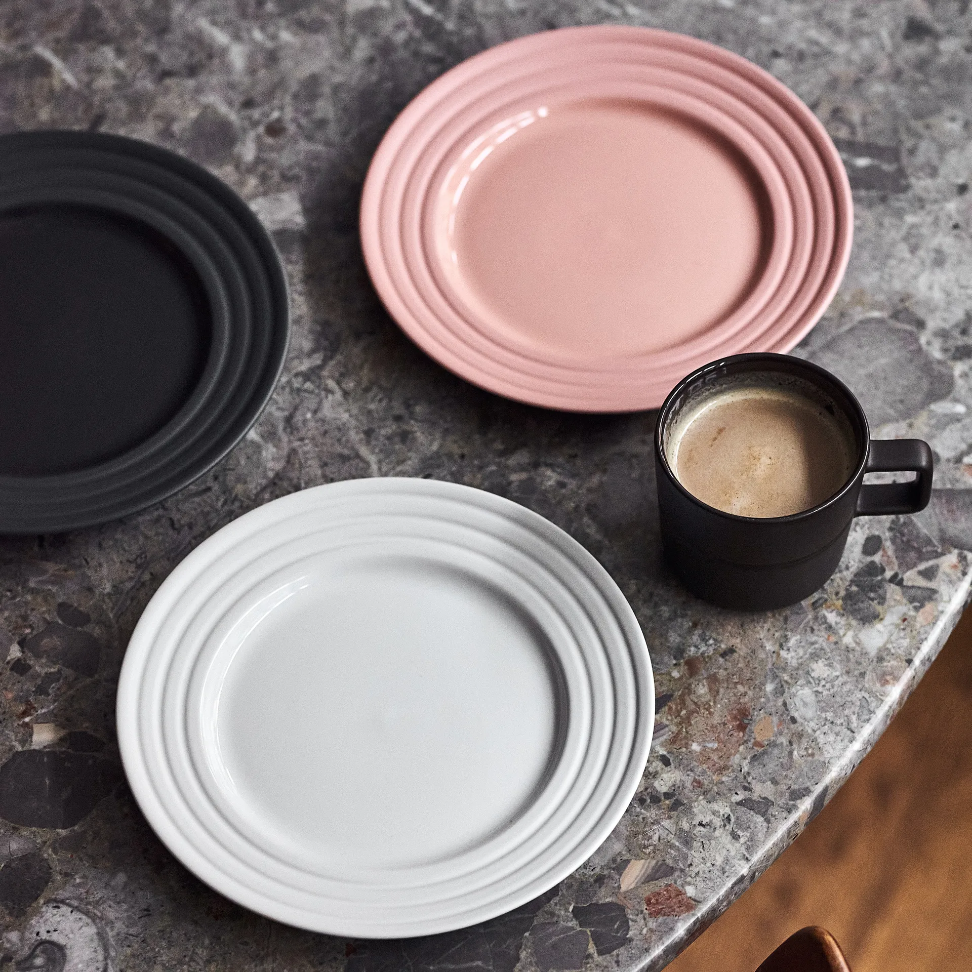 Petite assiette Lines Ø21 cm Lot de 6, Gris foncé NJRD