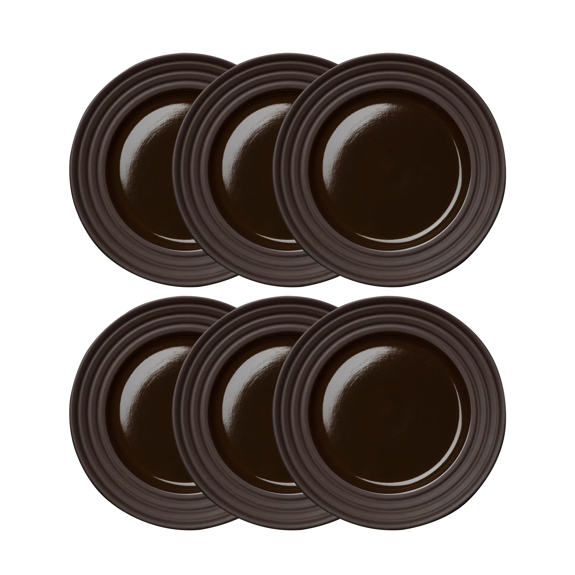 Petite assiette Lines Ø21 cm Lot de 6, Marron NJRD