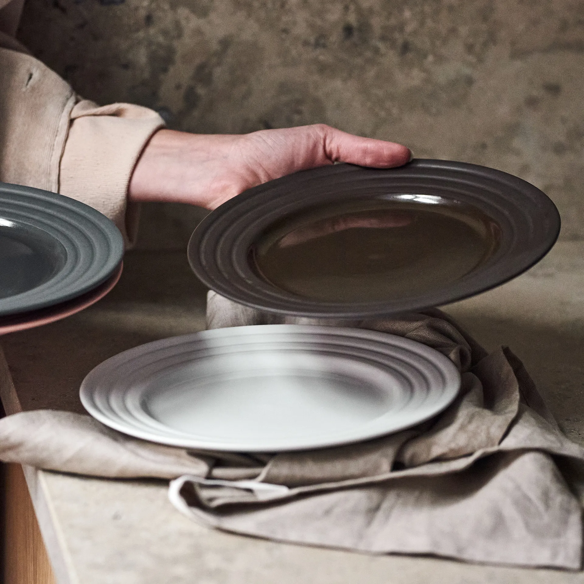 Petite assiette Lines Ø21 cm Lot de 6, Marron NJRD