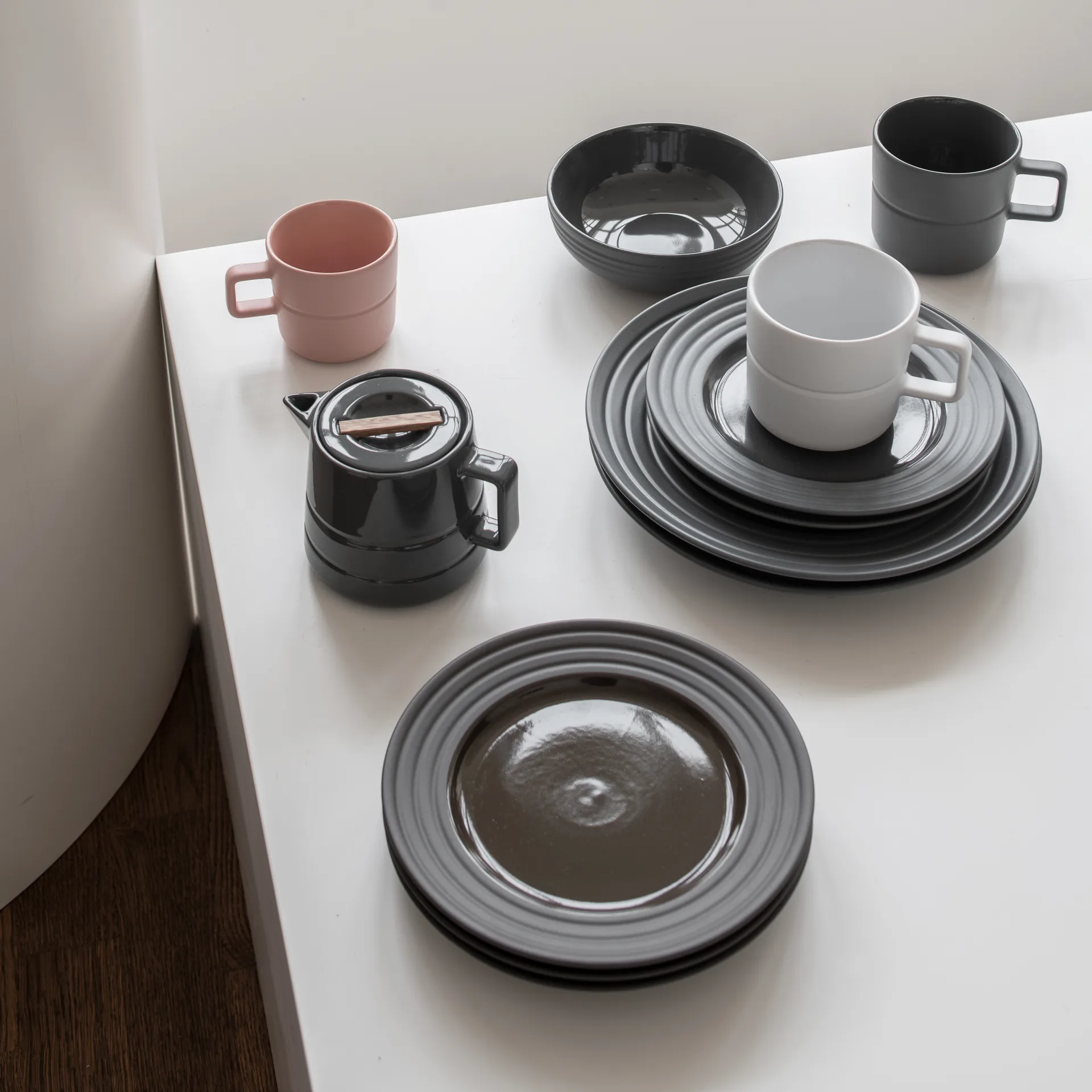 Petite assiette Lines Ø21 cm Lot de 6, Marron NJRD