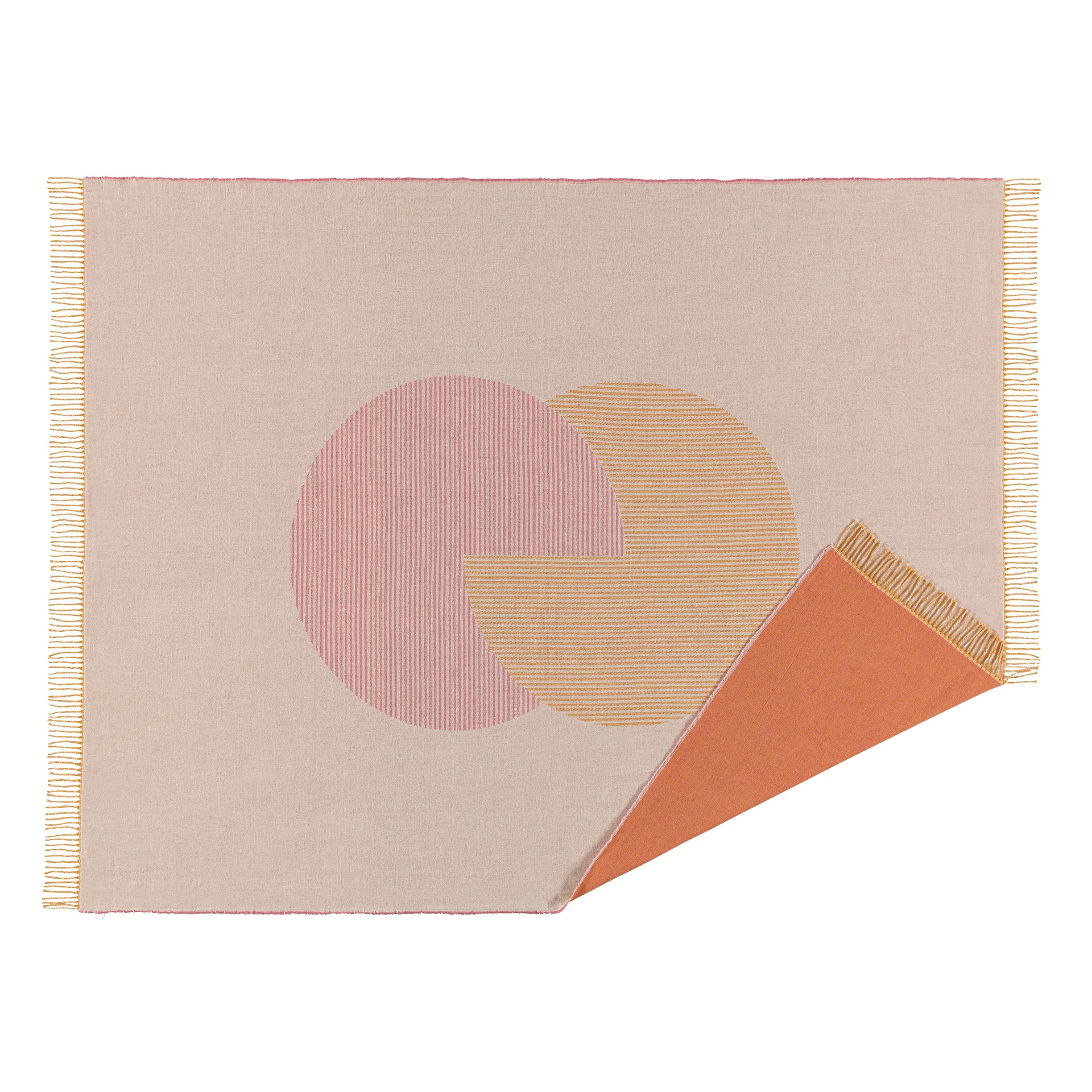 Plaid en coton Circles 130x185 cm, Blanc nature NJRD