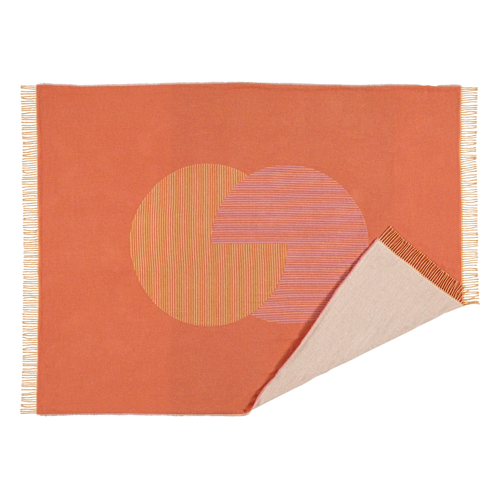 Plaid en coton Circles 130x185 cm, Blanc nature NJRD