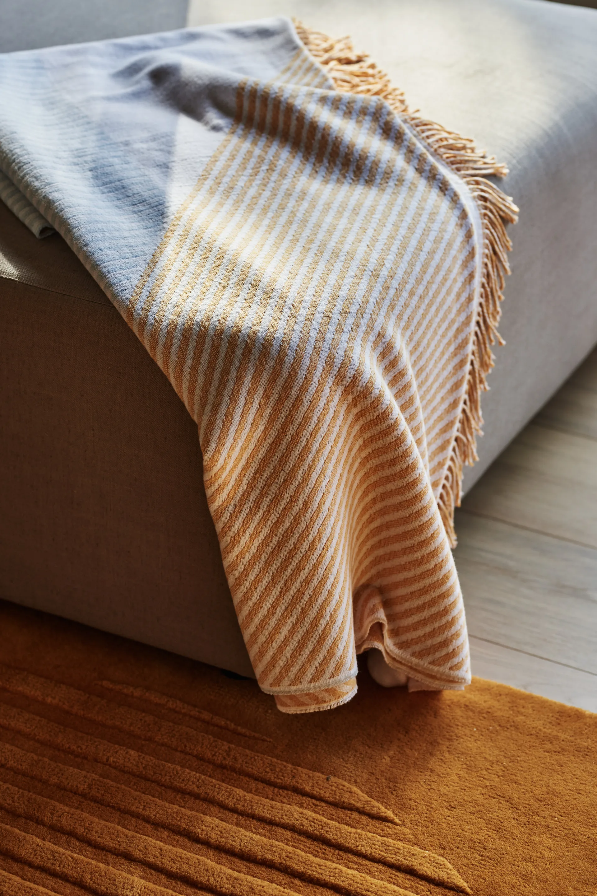 Plaid en coton Stripes, Jaune NJRD