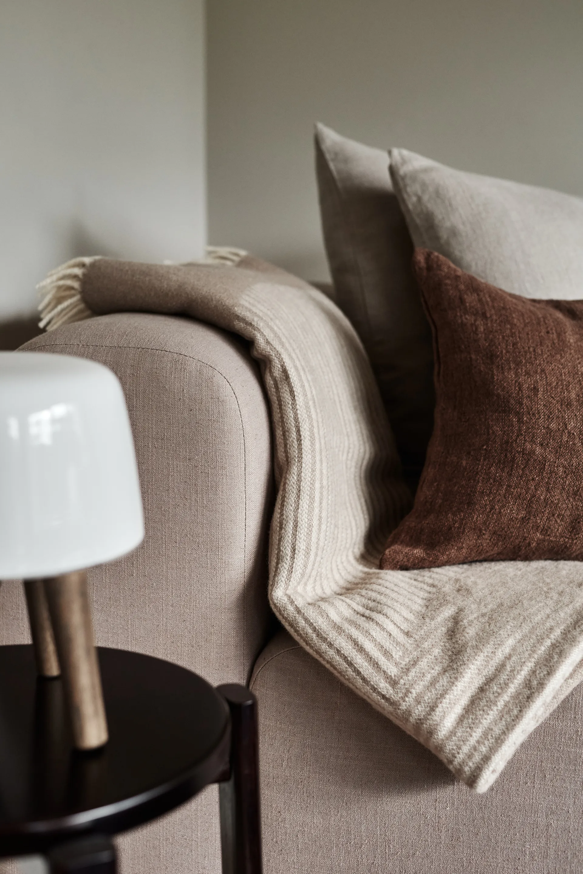 Plaid en laine Circles 130x185 cm, Beige NJRD