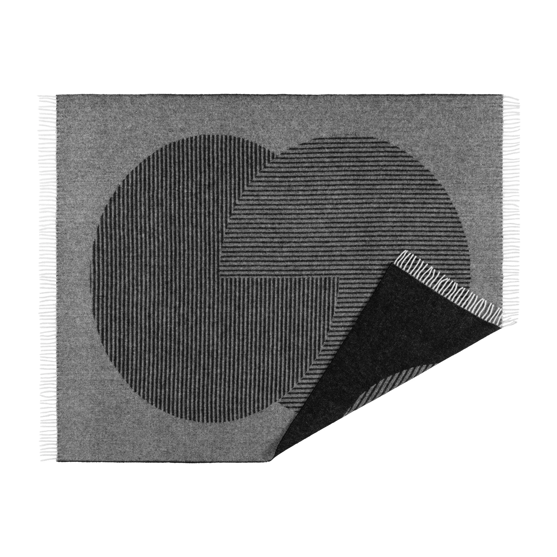 Plaid en laine Circles 130x185 cm, Noir NJRD