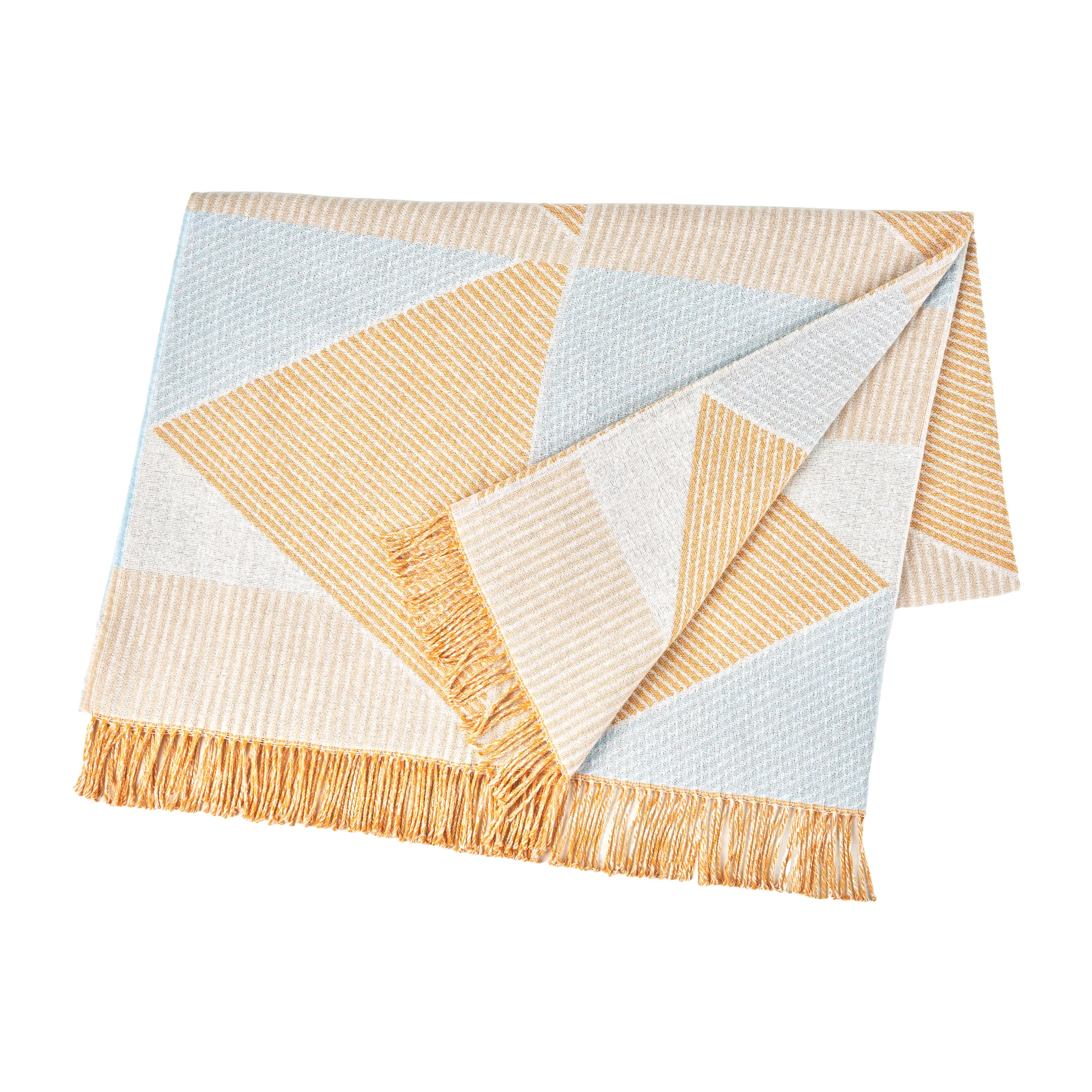 Plaid en laine Metric focus No. 2 130x185 cm, Jaune NJRD