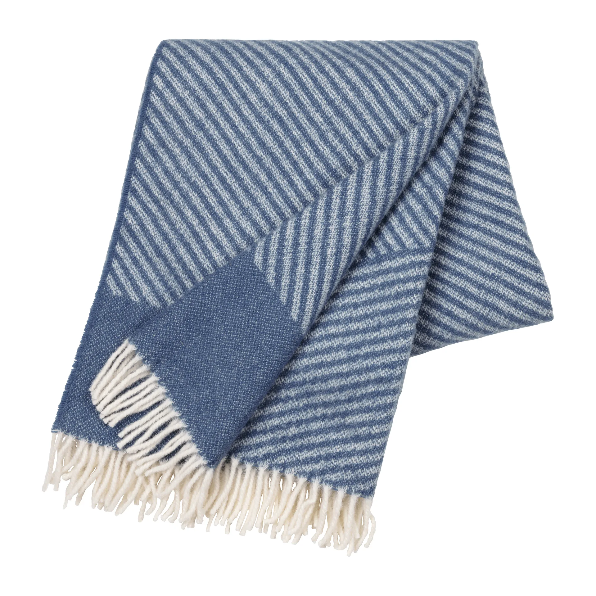 Plaid en laine Stripes 130x185 cm, Bleu NJRD