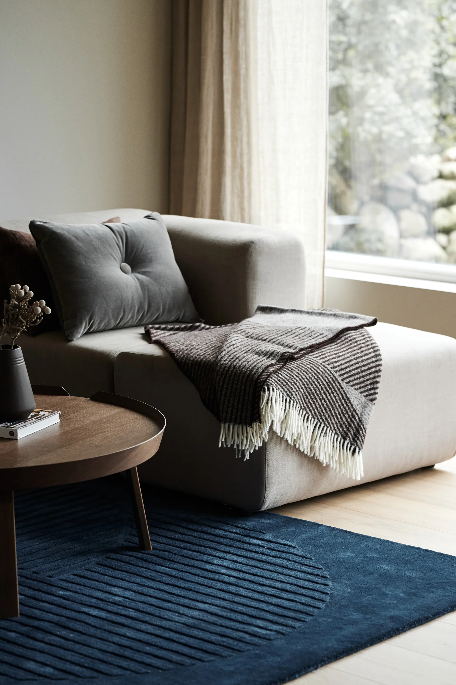 Plaid en laine Stripes 130x185 cm, Marron NJRD