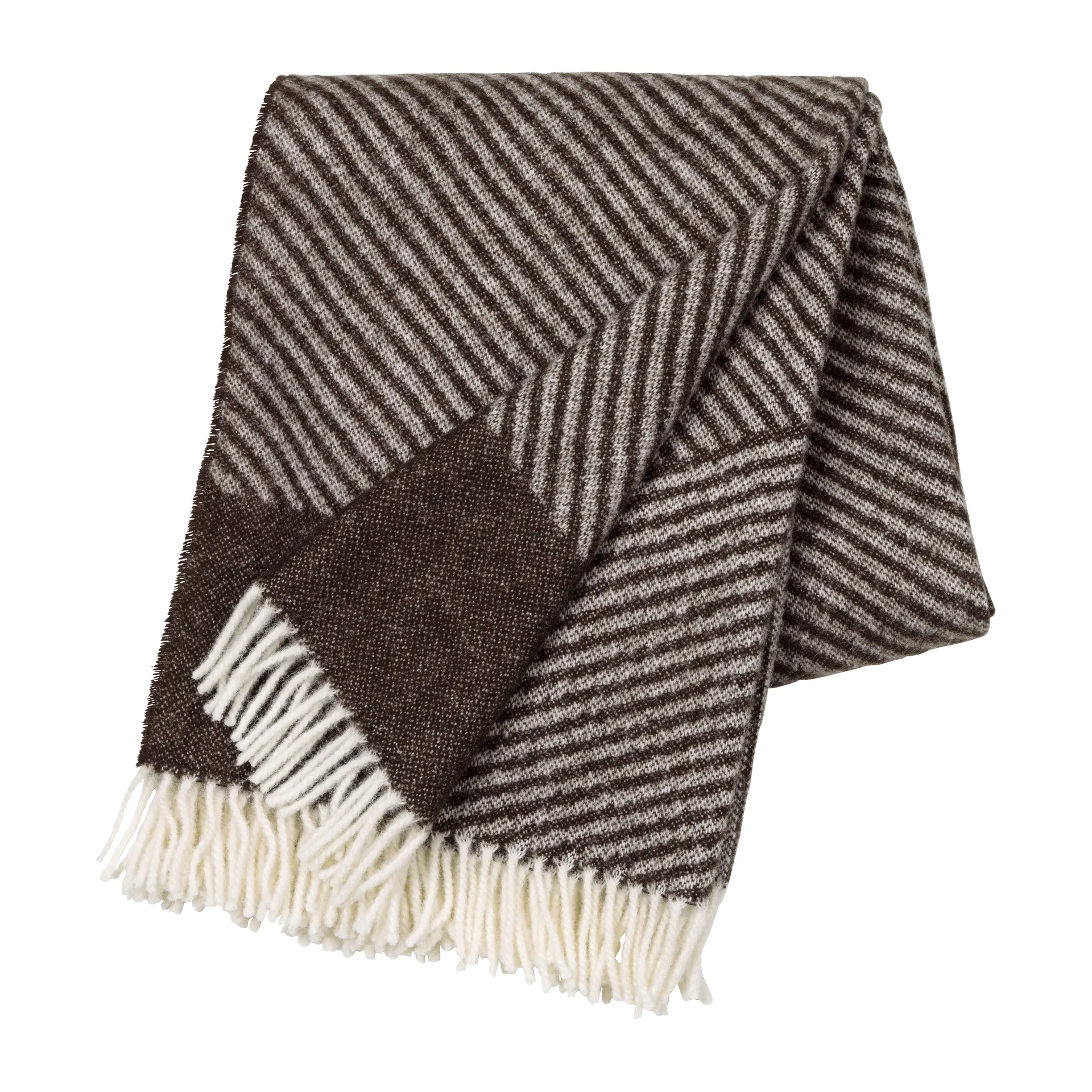 Plaid en laine Stripes 130x185 cm, Marron NJRD