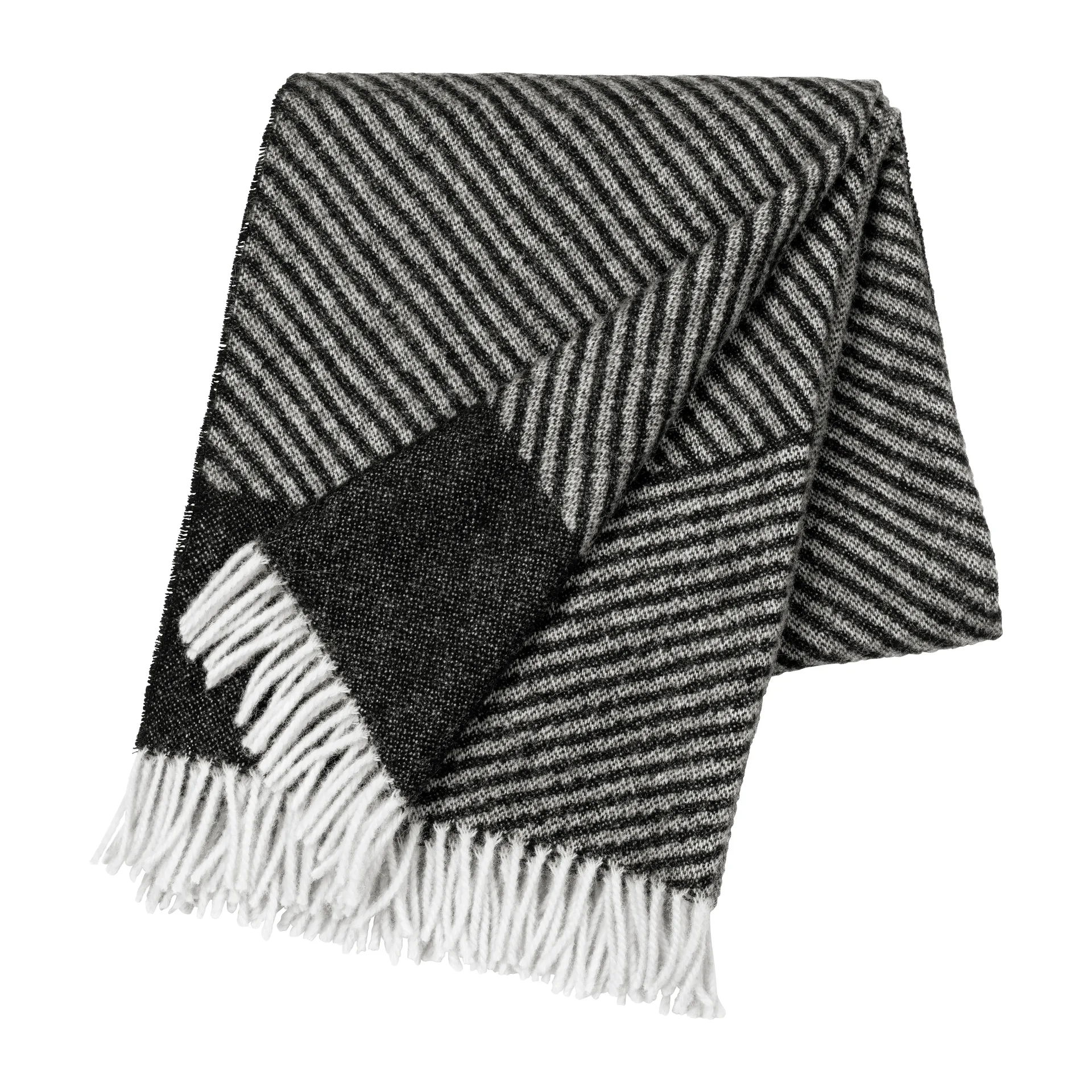 Plaid en laine Stripes 130x185 cm, Noir NJRD
