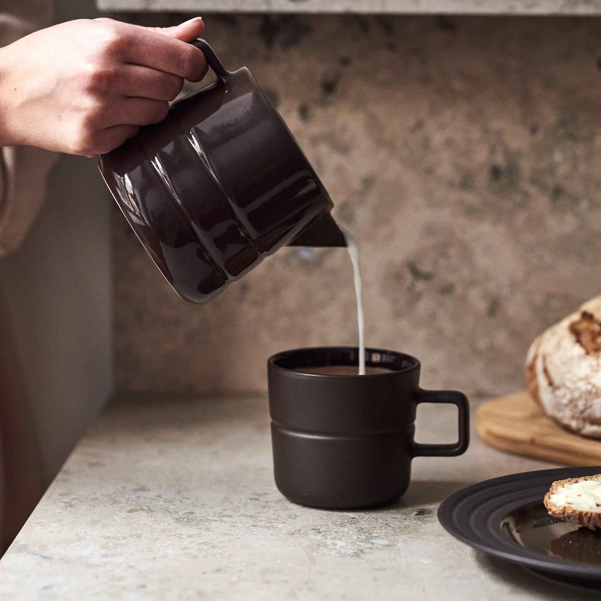 Pot à lait Lines 50 cl, Marron NJRD