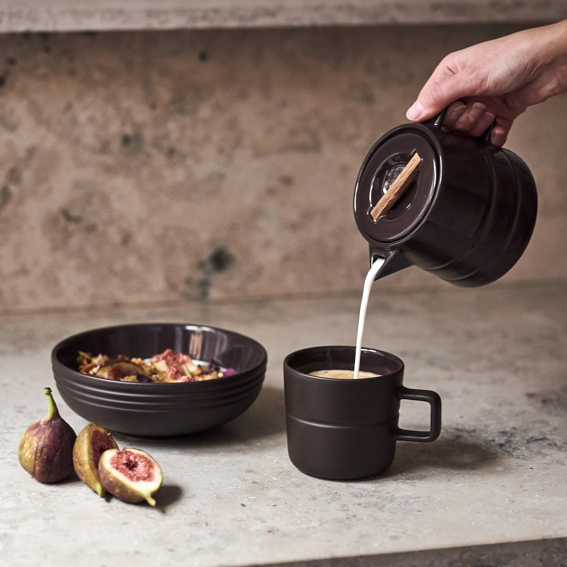 Pot à lait Lines 50 cl, Marron NJRD