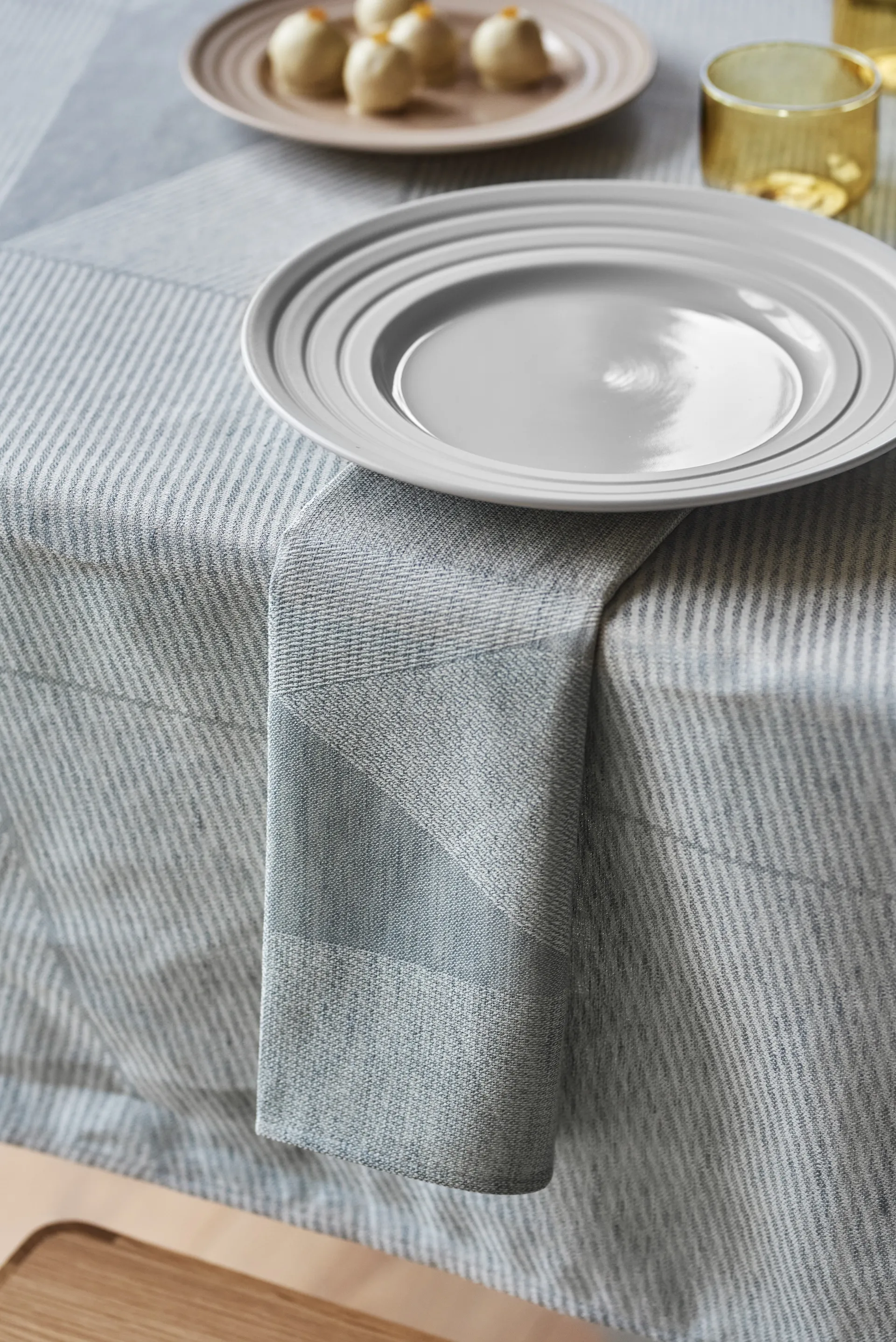 Serviette Metric 47x47 cm Lot de 4, Bleu-blanc NJRD