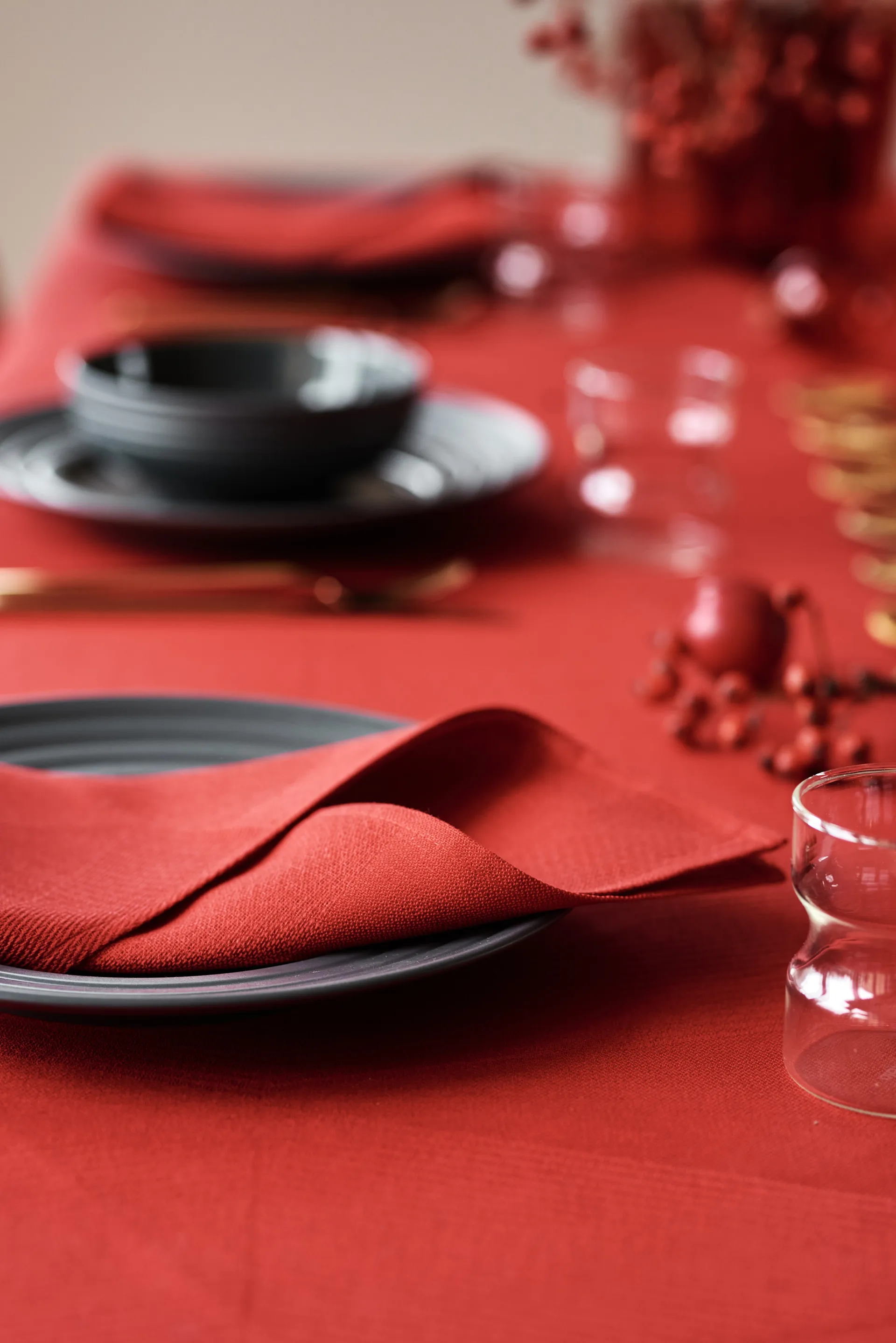 Serviette Metric 47x47 cm Lot de 4, Rouge NJRD