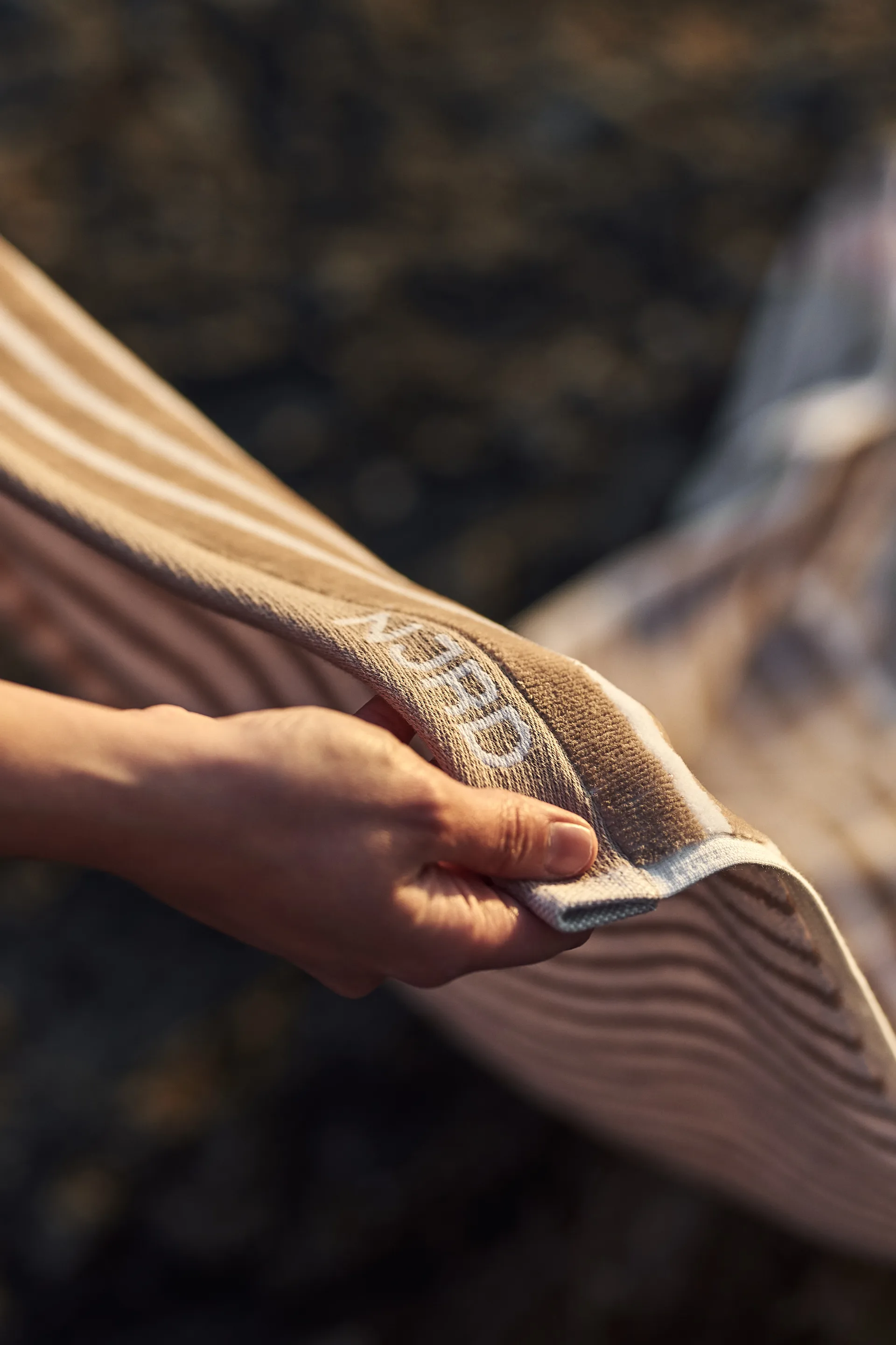 Serviette Stripes 70x140 cm , Beige NJRD