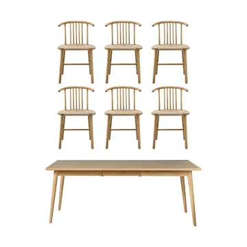 Table à manger VIOR 200 cm + chaise lot de 6 – Chêne laqué‑naturel - NJRD