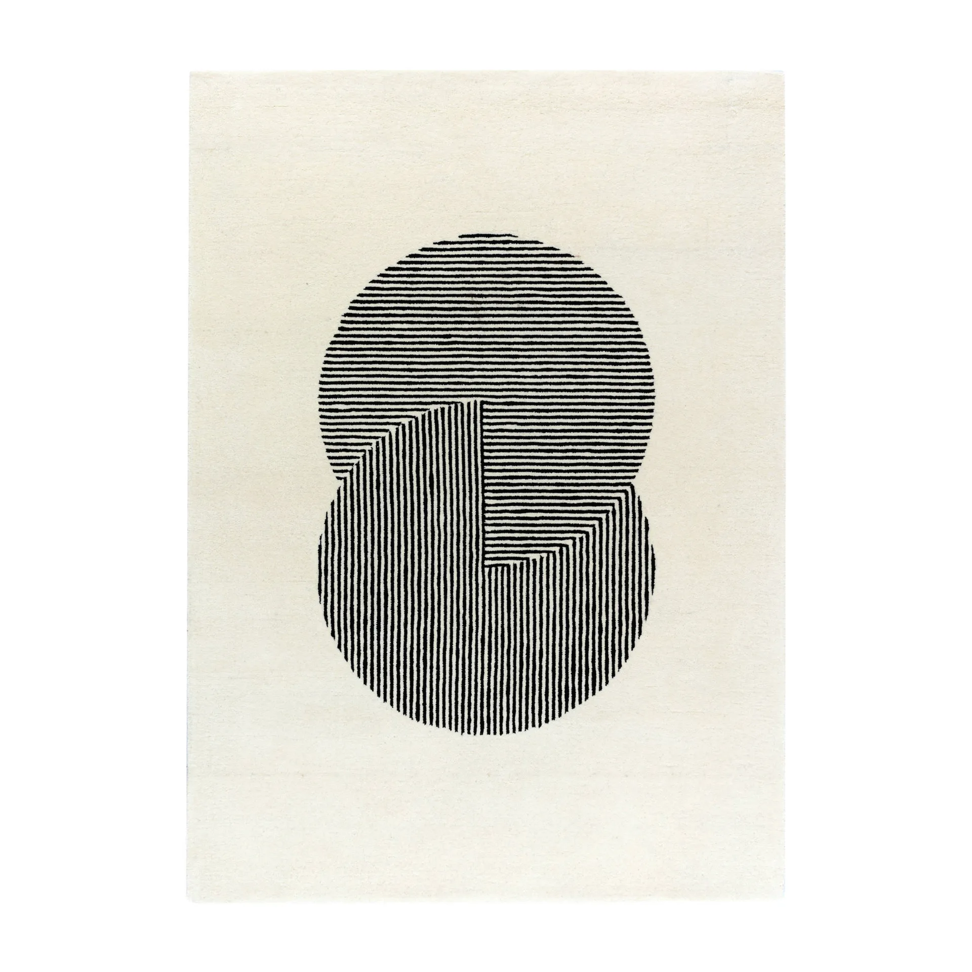 Tapis en laine Circles blanc nature, 170x240 cm NJRD