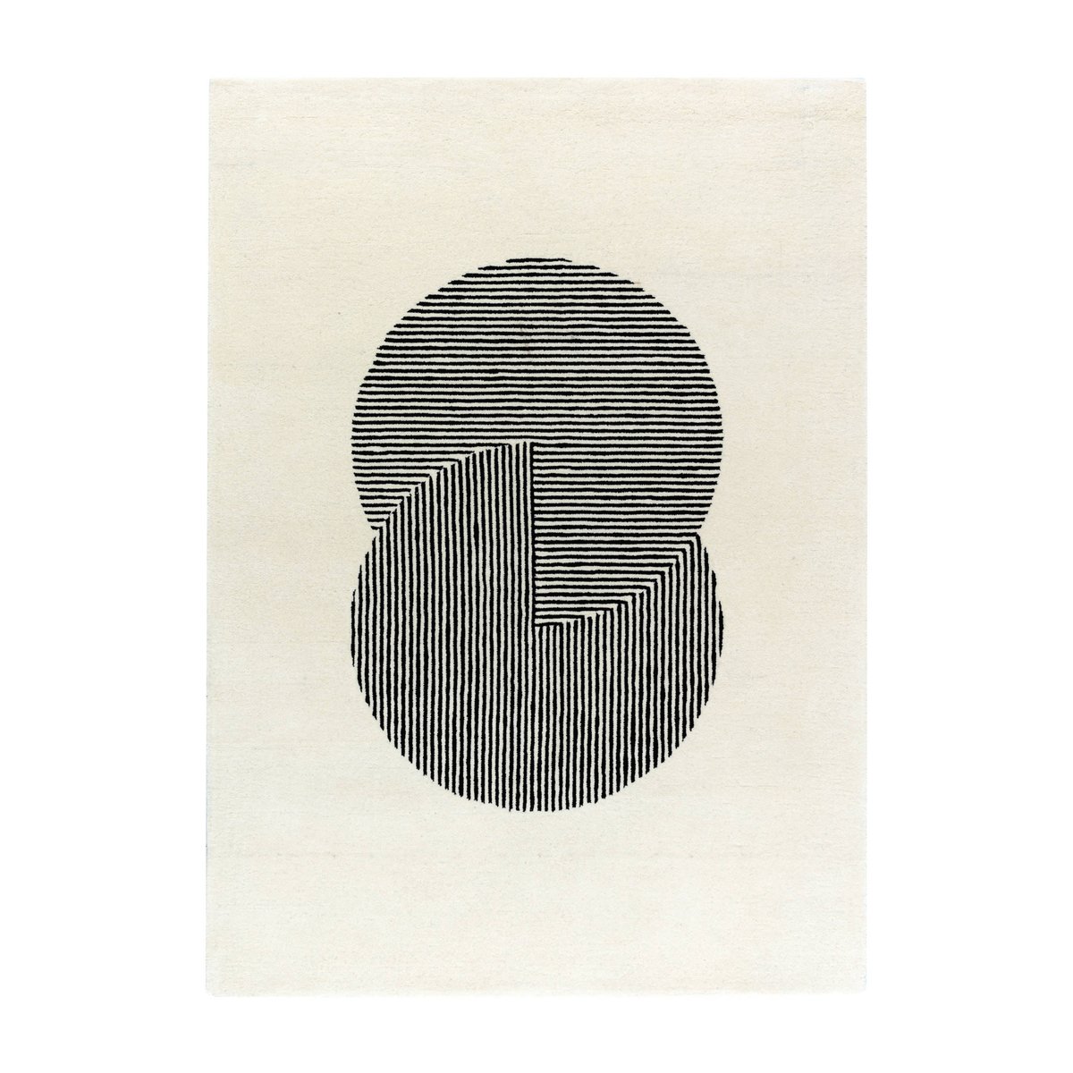 NJRD Tapis en laine Circles blanc nature 170x240 cm