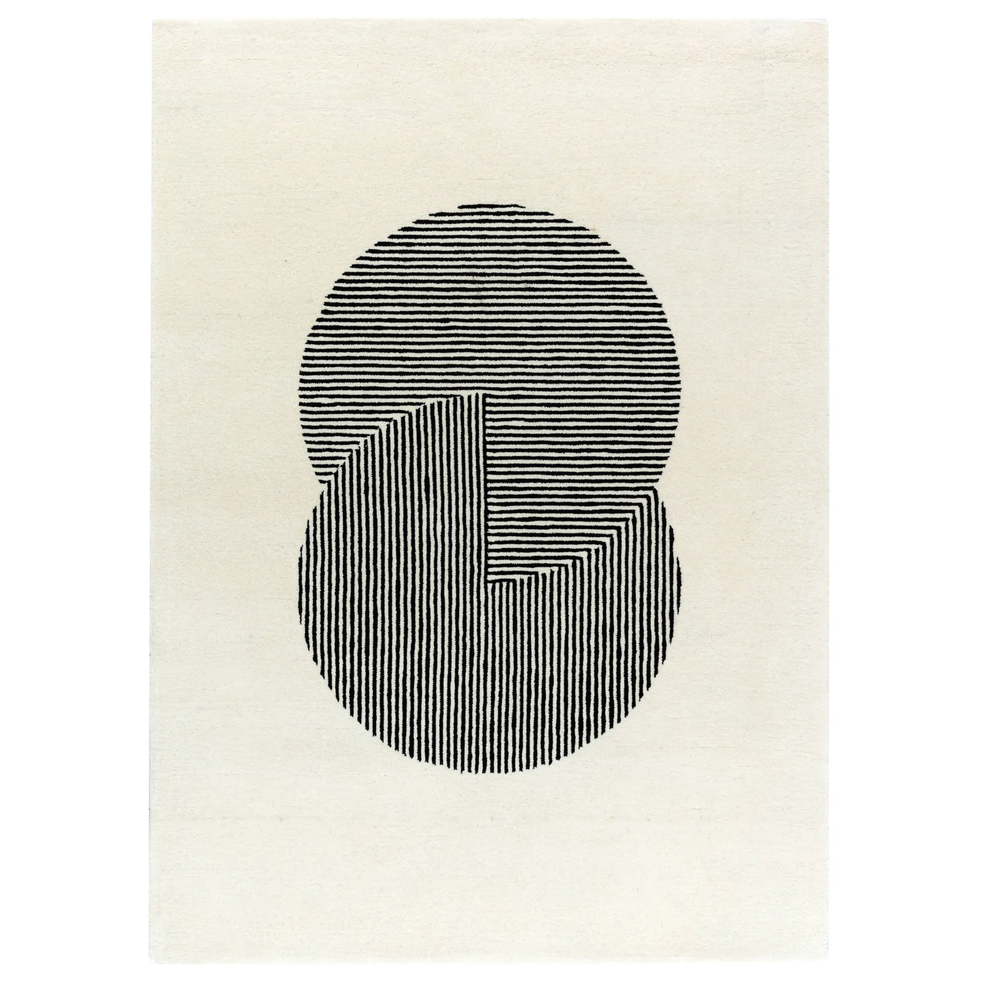 Tapis en laine Circles blanc nature, 200x300 cm NJRD