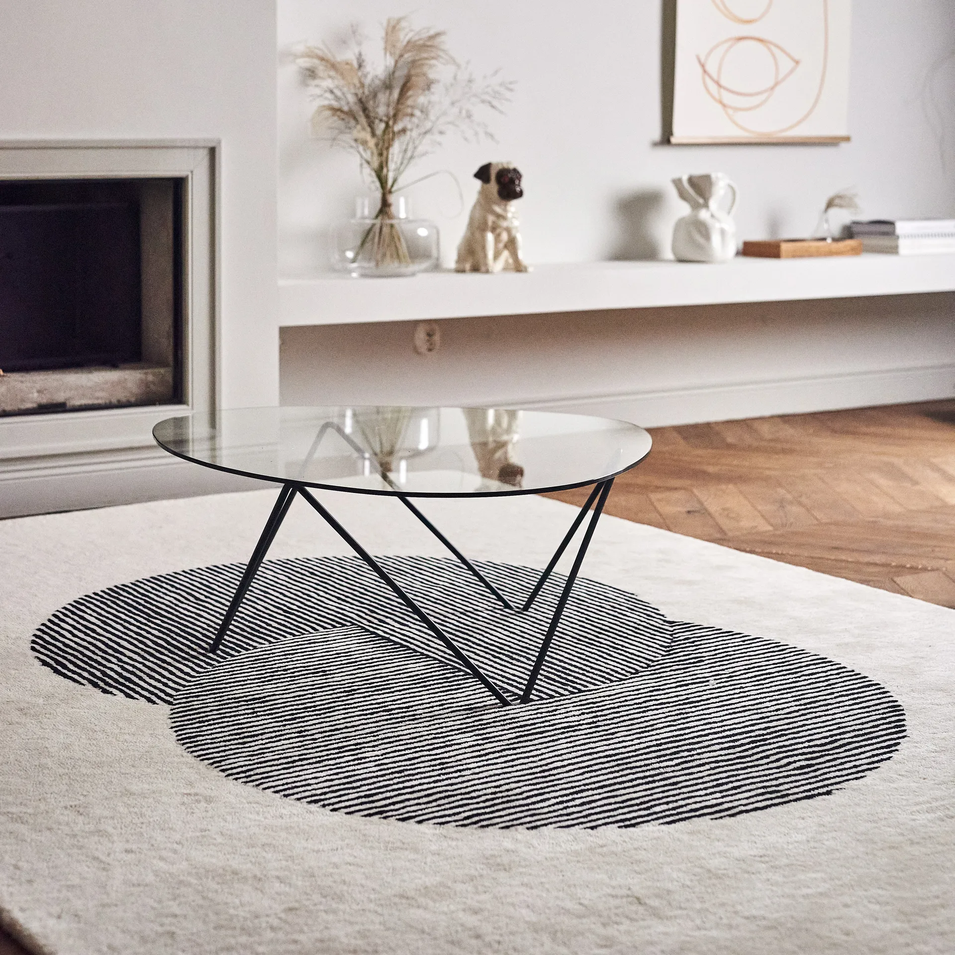 Tapis en laine Circles blanc nature, 200x300 cm NJRD