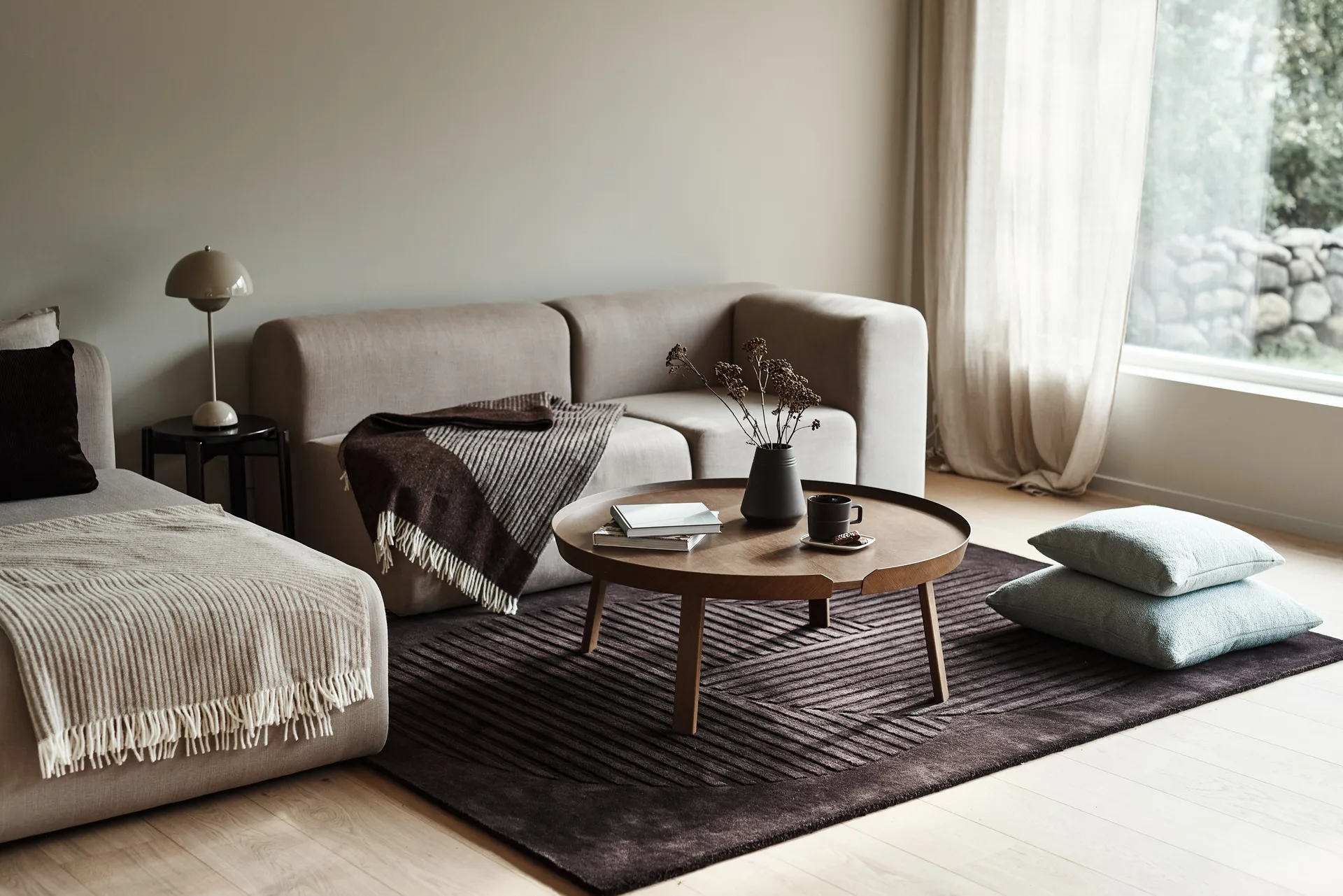 Tapis en laine Levels circles marron, 170x240 cm NJRD