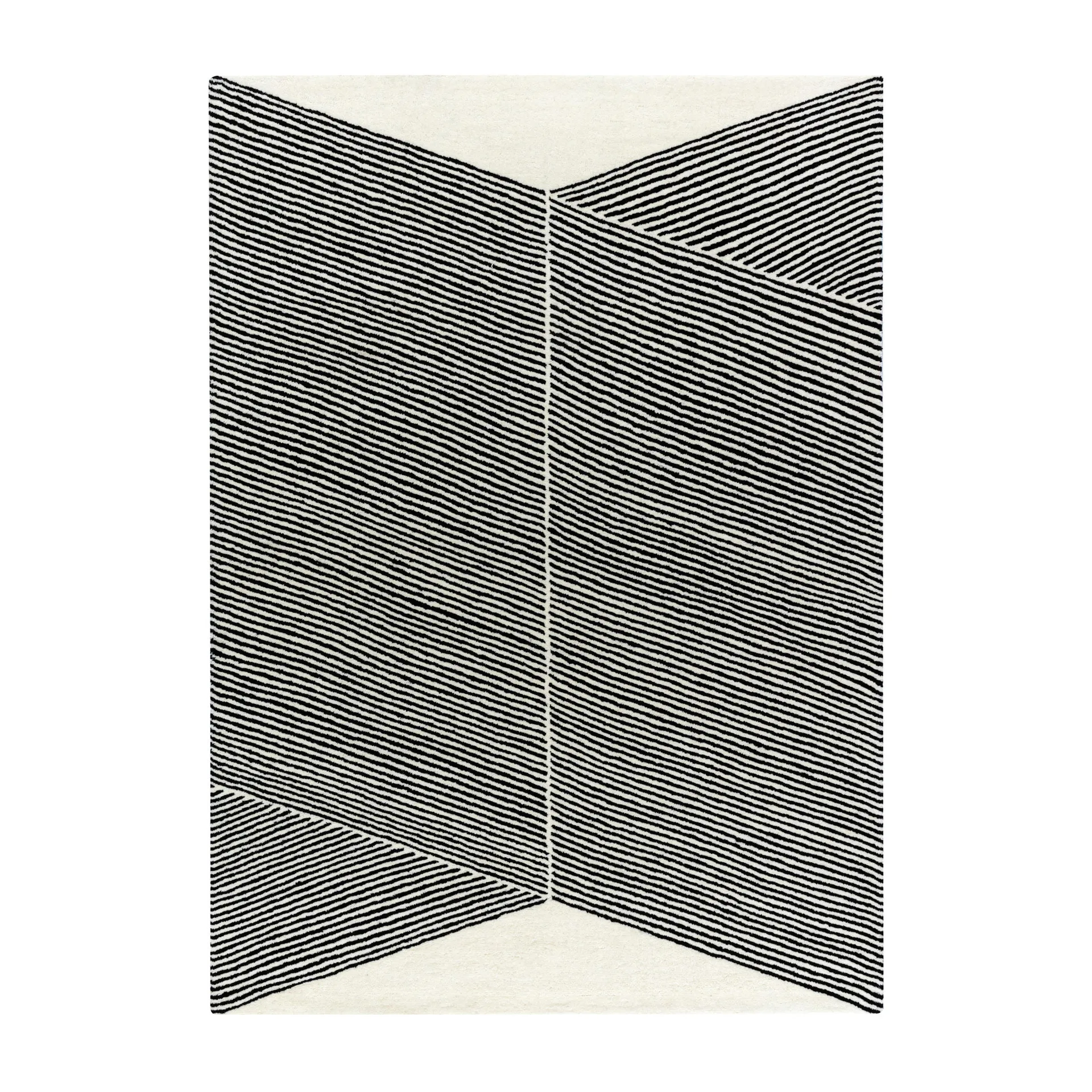 Tapis en laine Rectangles blanc nature, 170x240 cm NJRD