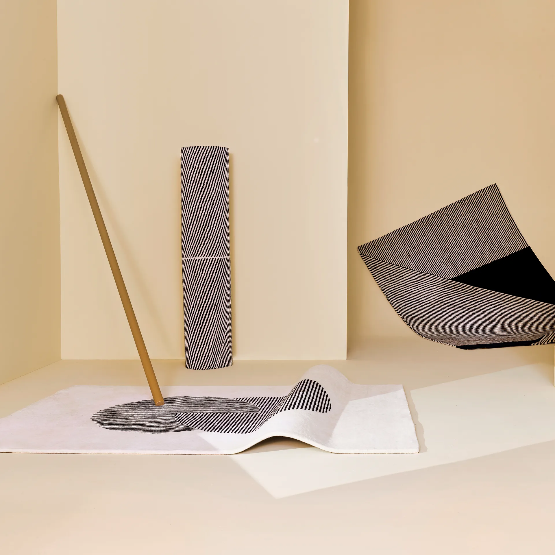 Tapis en laine Rectangles blanc nature, 170x240 cm NJRD